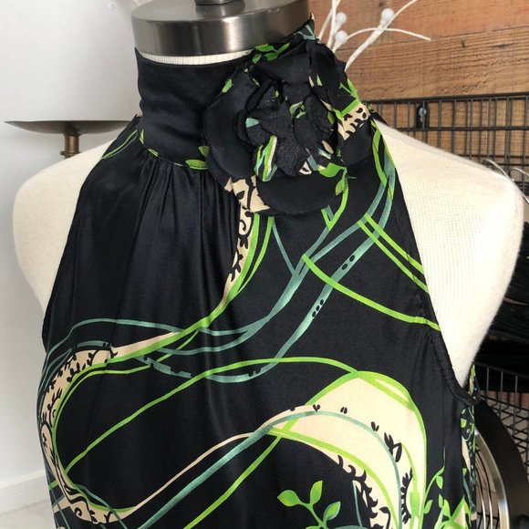 Vintage Tracy Reese halter top 100% silk - sz M - Picture 2 of 3